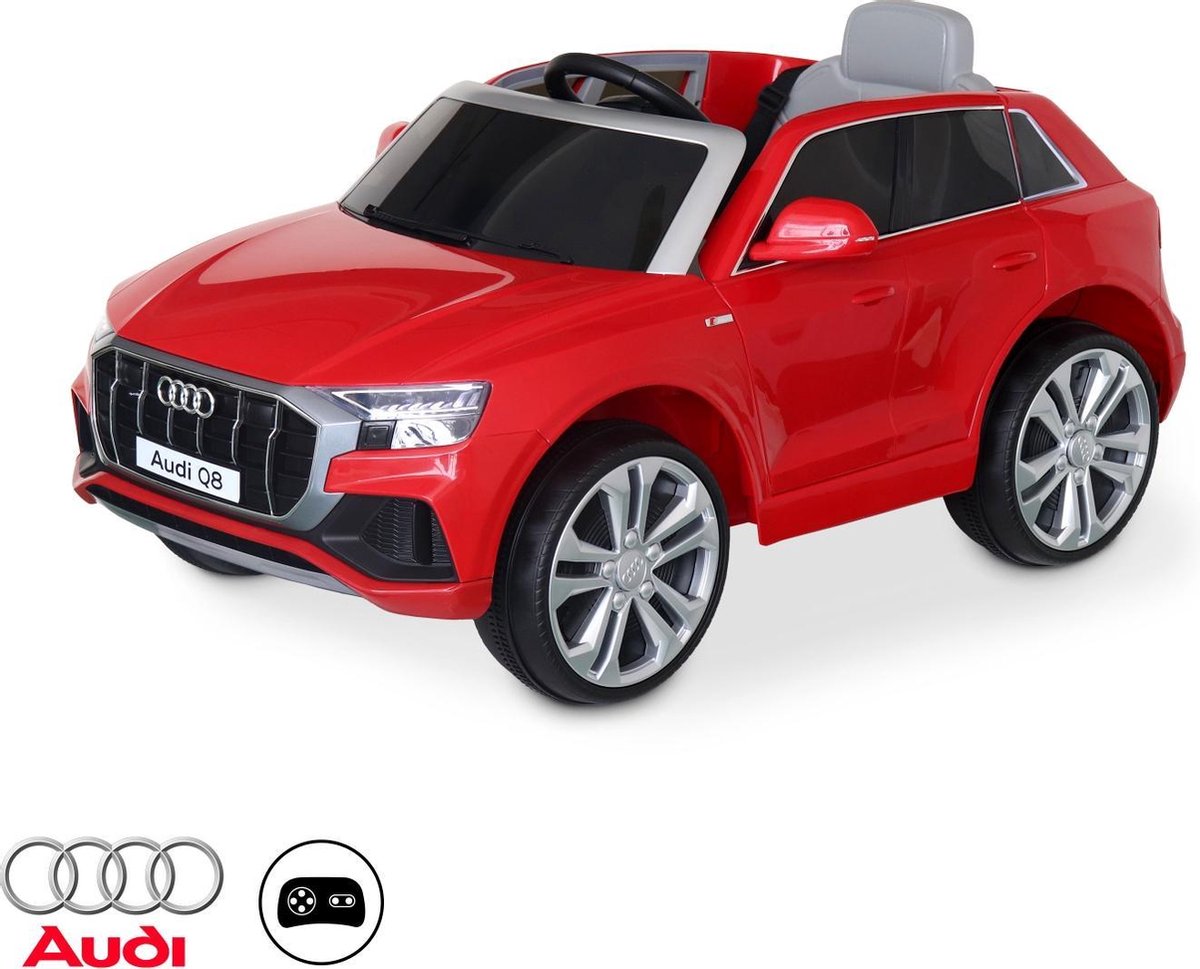 AUDI Q8 Rood elektrische auto 12V, 1 plaats, 4x4 voor kinderen met autoradio en afstandsbediening